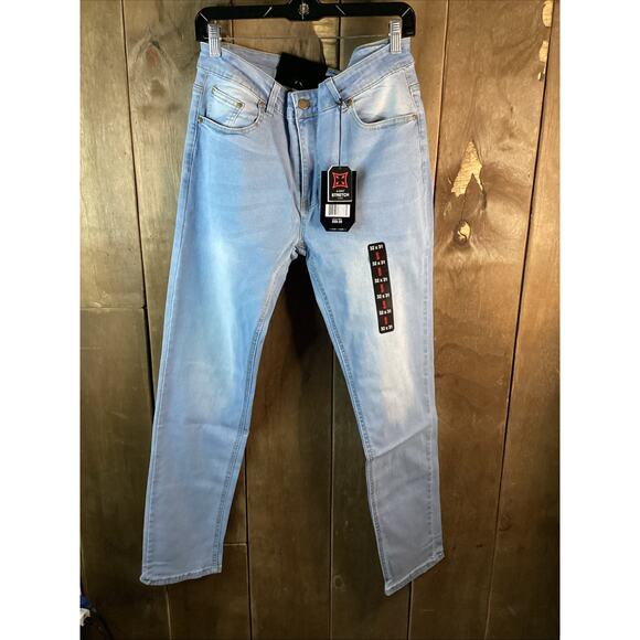 NWT BLU ROCK STRETCH MEN’S SLIM FIT DENIM FLEX JEANS SIZE 32X31 LIGHT BLUE NEW - Picture 1 of 4